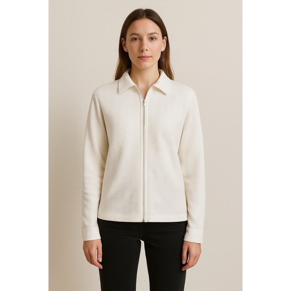 Casual Corner‎ Annex Womens Long Sleeve Zipper Front Blouse XL White Collared
